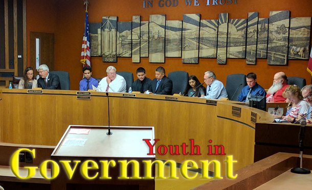 Local high school students sit with the Kings County Board of Supervisors during Youth in Government Day on Nov. 8